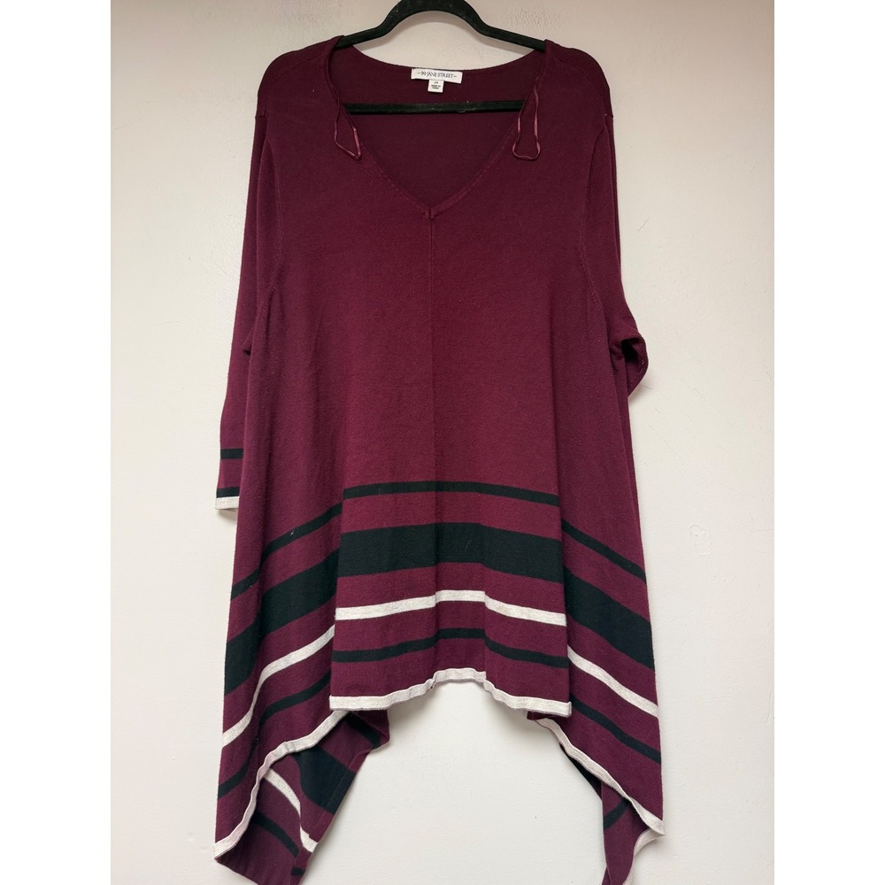 99 Jane Street Tunic Sweater Womens 2X Burgundy Excellent Handkerchief Hem